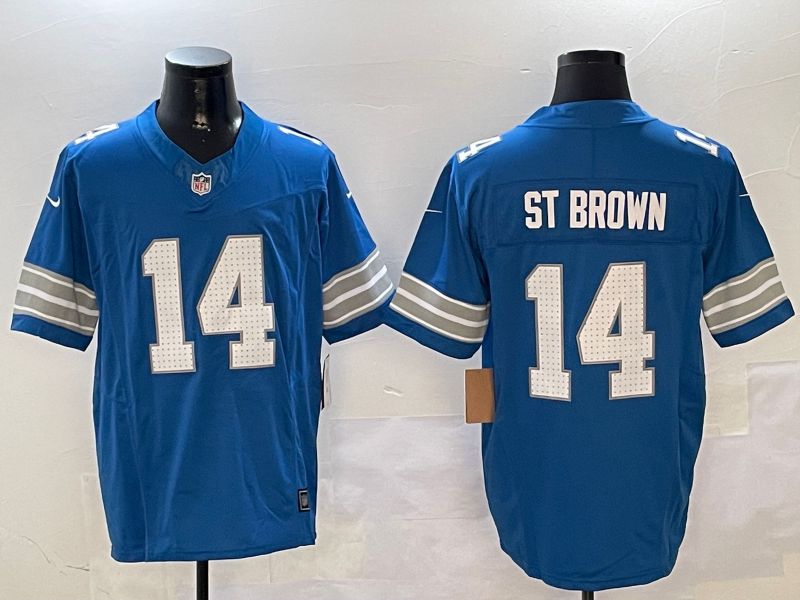 Men Detroit Lions #14 St Brown Blue three generations 2024 Nike Limited NFL Jersey style 0102->detroit lions->NFL Jersey